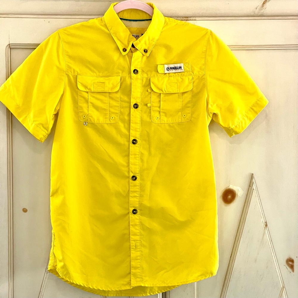 Magellan Outdoors Boys Large 
Fishing Sporting Gear Shirt, Mustard Yellow!